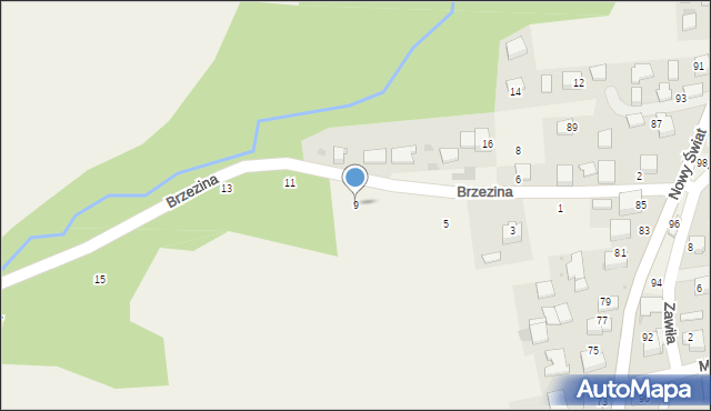 Rybna, Brzezina, 9, mapa Rybna