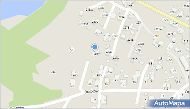 Rybnik, Bratków, 34D, mapa Rybnika