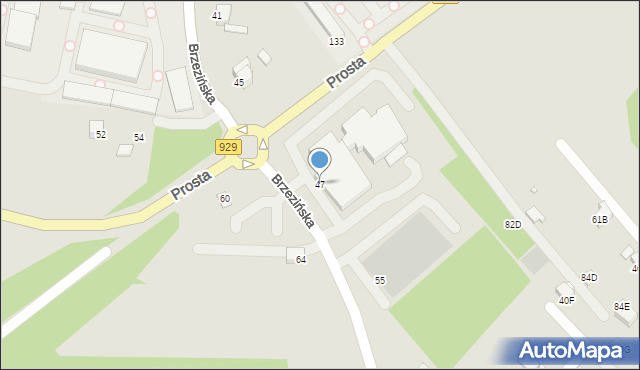 Rybnik, Brzezińska, 47, mapa Rybnika