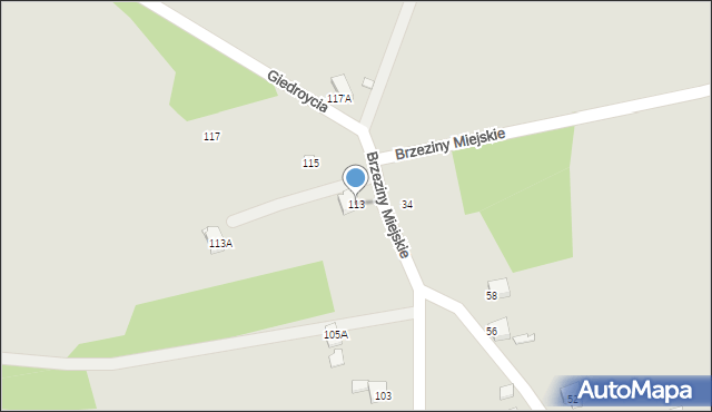 Rybnik, Brzeziny Miejskie, 113, mapa Rybnika