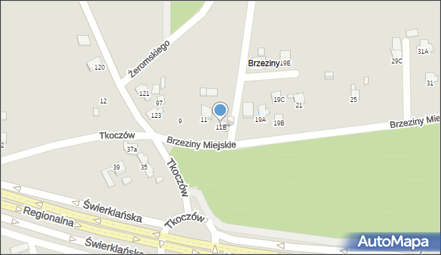 Rybnik, Brzeziny Miejskie, 11B, mapa Rybnika