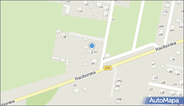 Rybnik, Brzozowa, 3, mapa Rybnika