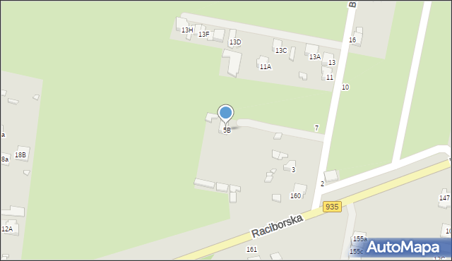 Rybnik, Brzozowa, 5B, mapa Rybnika