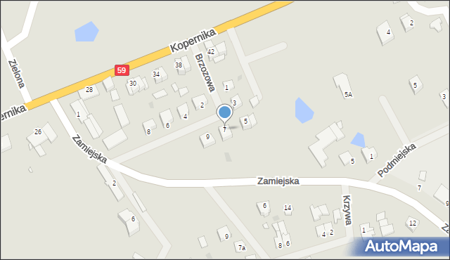 Ryn, Brzozowa, 7, mapa Ryn
