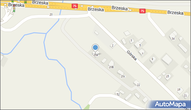 Rzezawa, Brzeska, 20a, mapa Rzezawa