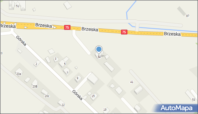 Rzezawa, Brzeska, 34, mapa Rzezawa