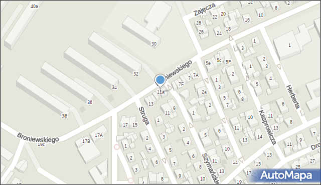 Sieradz, Broniewskiego Władysława, 11a, mapa Sieradz
