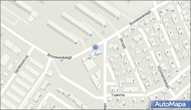 Sieradz, Broniewskiego Władysława, 17A, mapa Sieradz
