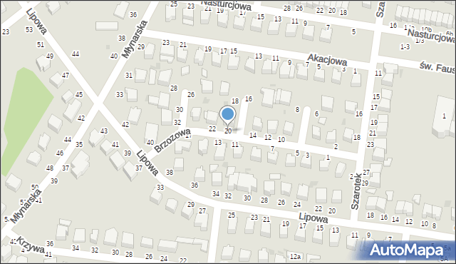 Skierniewice, Brzozowa, 20, mapa Skierniewic