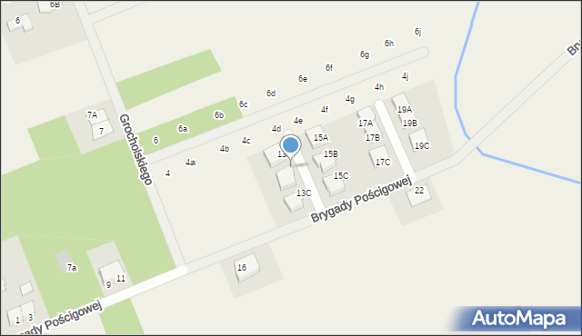 Skrzeszew, Brygady Pościgowej, 13B, mapa Skrzeszew