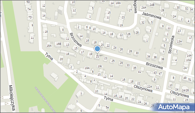 Sosnowiec, Brzozowa, 21, mapa Sosnowca