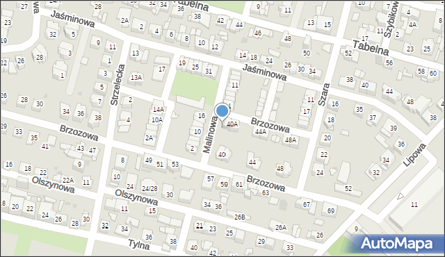 Sosnowiec, Brzozowa, 40q, mapa Sosnowca