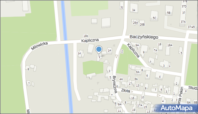 Sosnowiec, Bryniczna, 1, mapa Sosnowca