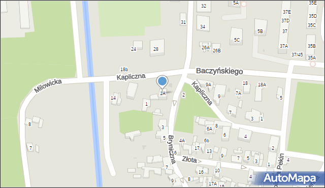 Sosnowiec, Bryniczna, 1A, mapa Sosnowca
