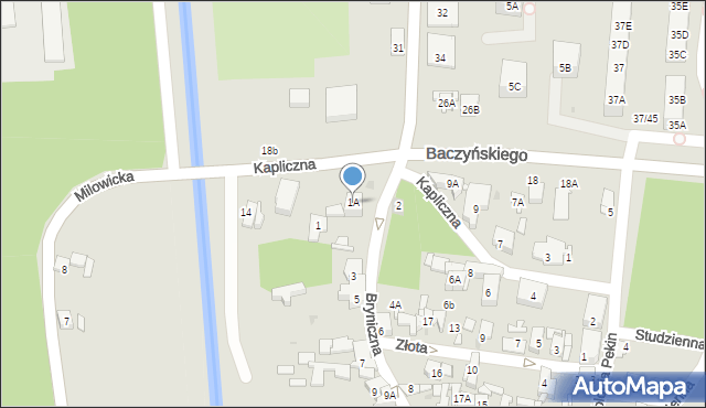 Sosnowiec, Bryniczna, 1A, mapa Sosnowca