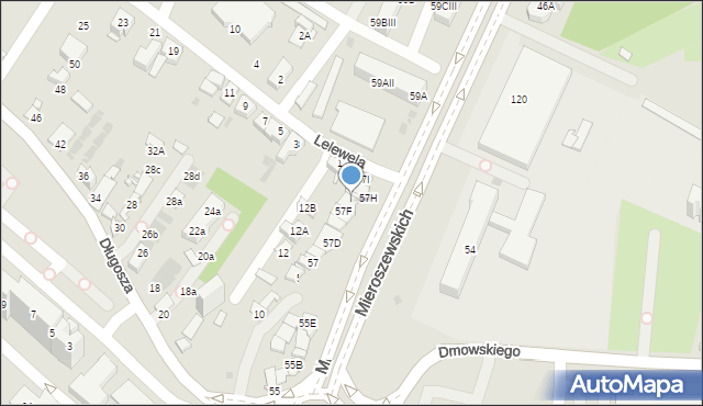 Sosnowiec, Braci Mieroszewskich, 57G, mapa Sosnowca