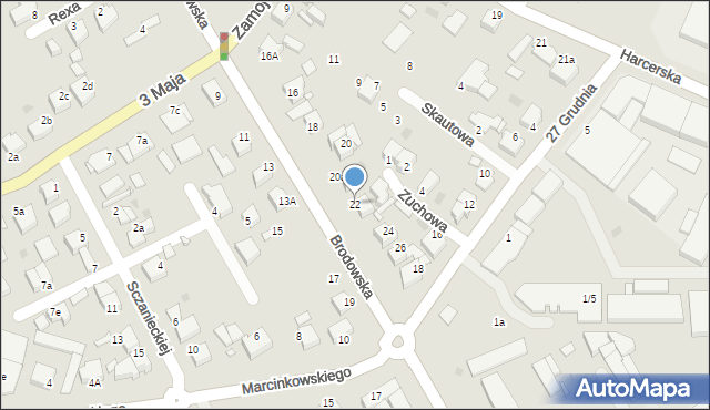 Środa Wielkopolska, Brodowska, 22, mapa Środa Wielkopolska