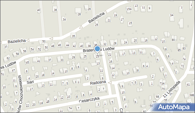 Stary Sącz, Braterstwa Ludów, 23, mapa Stary Sącz