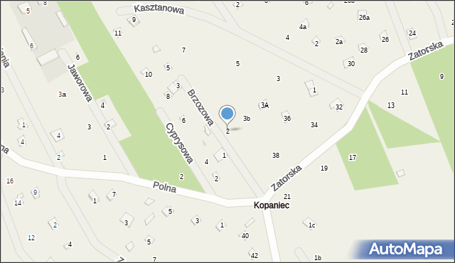 Stawinoga, Brzozowa, 2, mapa Stawinoga