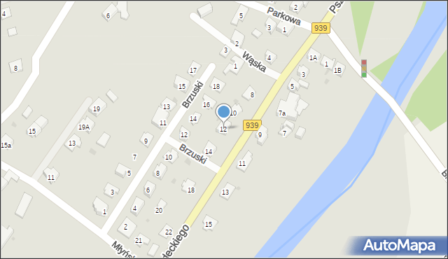 Strumień, Brodeckiego, 12, mapa Strumień