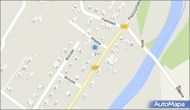 Strumień, Brodeckiego, 8, mapa Strumień