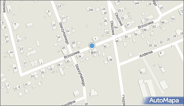 Strzegom, Brzozowa, 38, mapa Strzegom