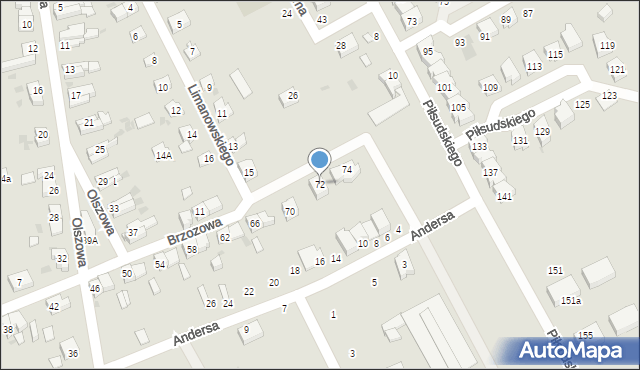 Strzegom, Brzozowa, 72, mapa Strzegom