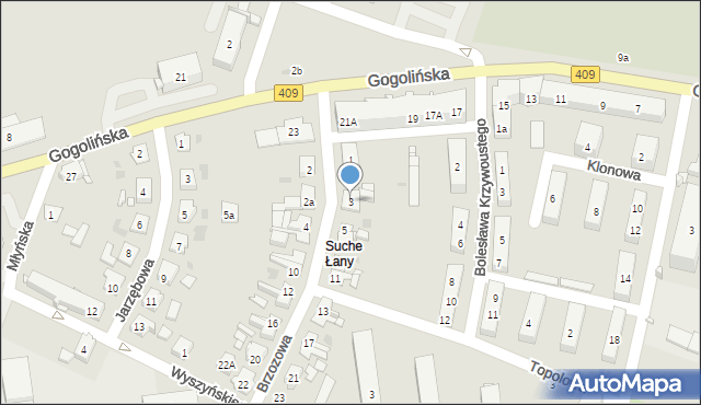 Strzelce Opolskie, Brzozowa, 3, mapa Strzelce Opolskie