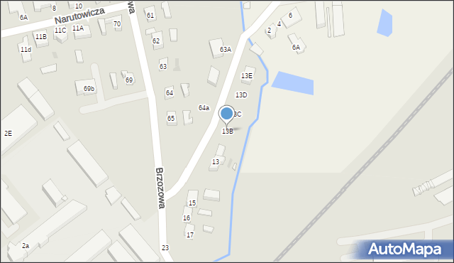 Sulechów, Brzozowa, 13B, mapa Sulechów