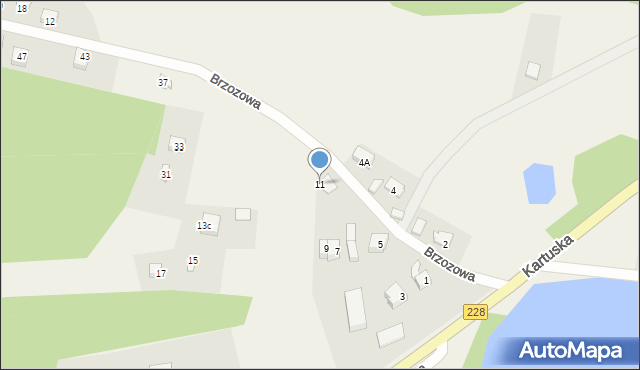 Sulęczyno, Brzozowa, 11, mapa Sulęczyno