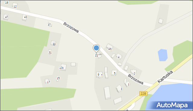 Sulęczyno, Brzozowa, 11, mapa Sulęczyno