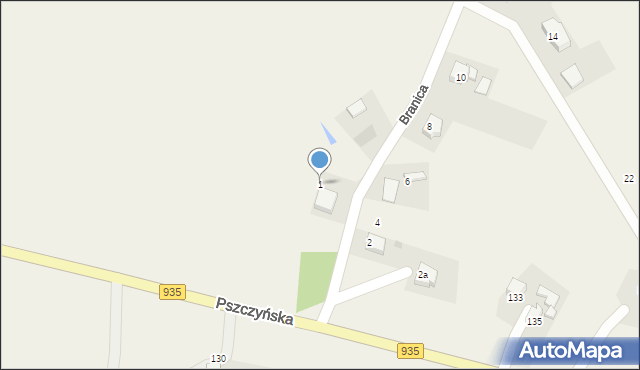Suszec, Branica, 1, mapa Suszec