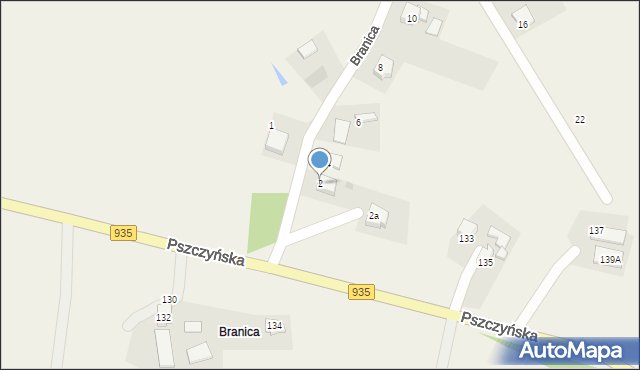 Suszec, Branica, 2, mapa Suszec