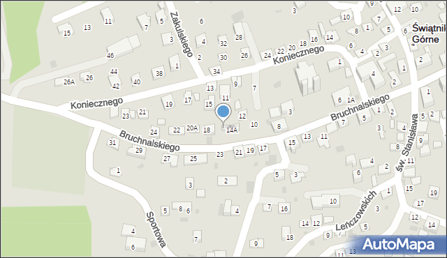 Świątniki Górne, Bruchnalskiego Kazimierza, 16, mapa Świątniki Górne