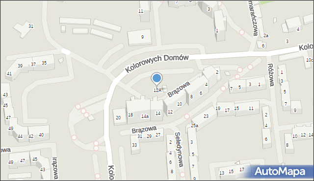 Szczecin, Brązowa, 12A, mapa Szczecina