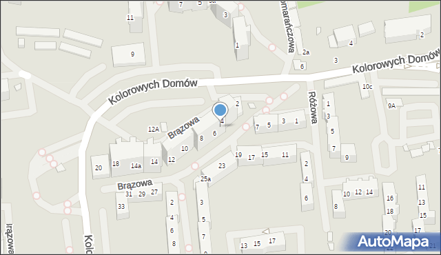 Szczecin, Brązowa, 6a, mapa Szczecina