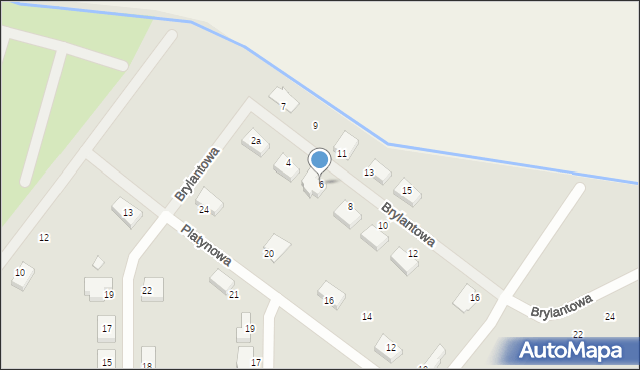 Szczecin, Brylantowa, 6, mapa Szczecina