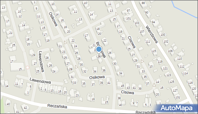 Szczecin, Brzozowa, 25, mapa Szczecina