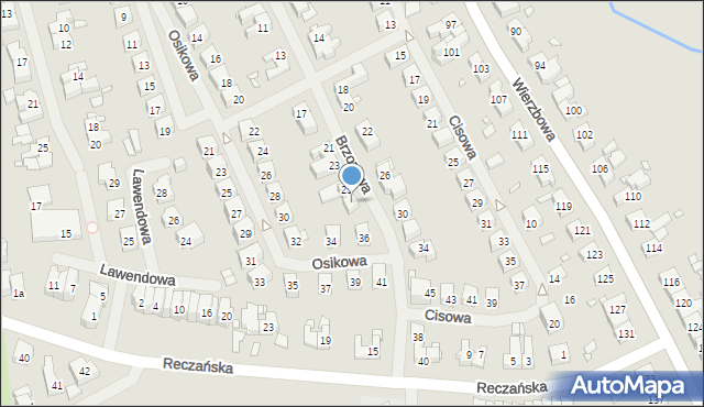 Szczecin, Brzozowa, 27, mapa Szczecina