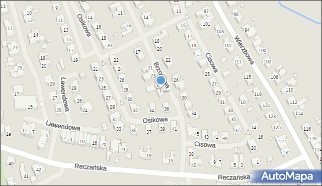 Szczecin, Brzozowa, 27, mapa Szczecina