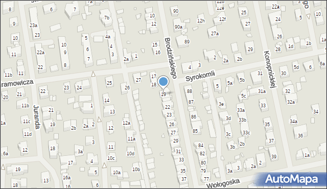 Szczecin, Brodzińskiego Kazimierza, 19, mapa Szczecina