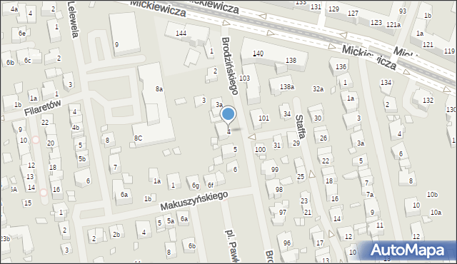 Szczecin, Brodzińskiego Kazimierza, 4, mapa Szczecina