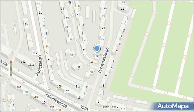 Szczecin, Brzozowskiego Stanisława, 29, mapa Szczecina