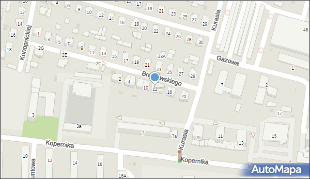 Tarnobrzeg, Broniewskiego Władysława, 12, mapa Tarnobrzegu