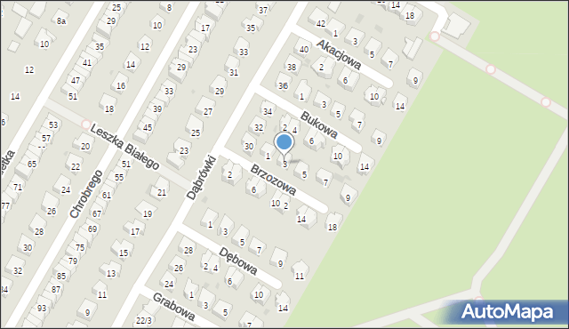 Tarnobrzeg, Brzozowa, 3, mapa Tarnobrzegu