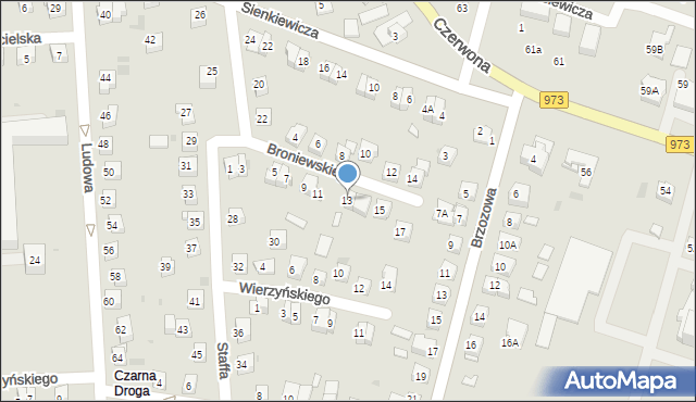 Tarnów, Broniewskiego Władysława, 13, mapa Tarnów