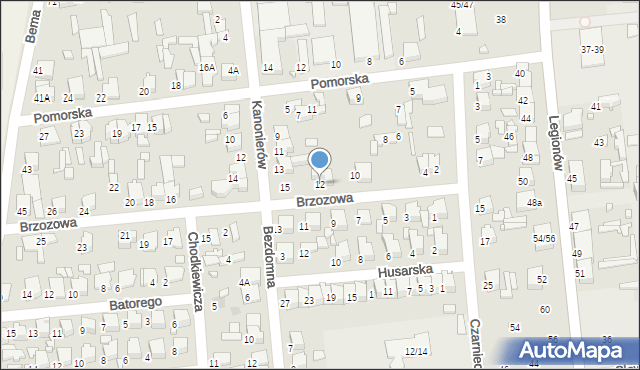 Tomaszów Mazowiecki, Brzozowa, 12, mapa Tomaszów Mazowiecki