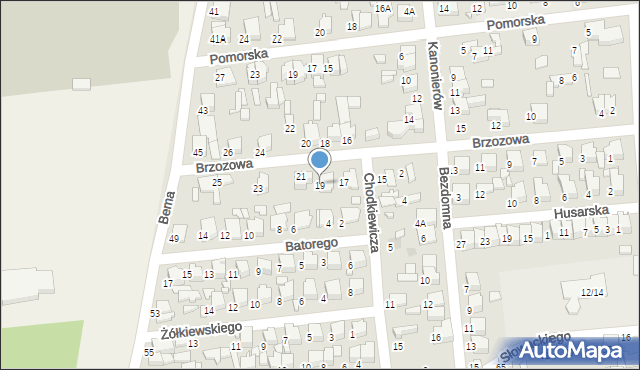Tomaszów Mazowiecki, Brzozowa, 19, mapa Tomaszów Mazowiecki