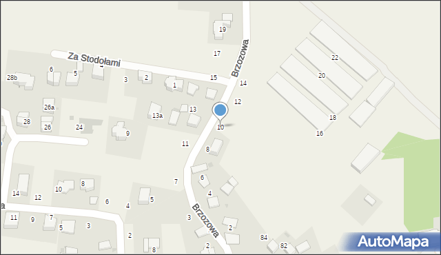 Tomaszowice, Brzozowa, 10, mapa Tomaszowice