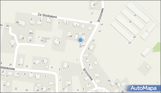 Tomaszowice, Brzozowa, 11, mapa Tomaszowice